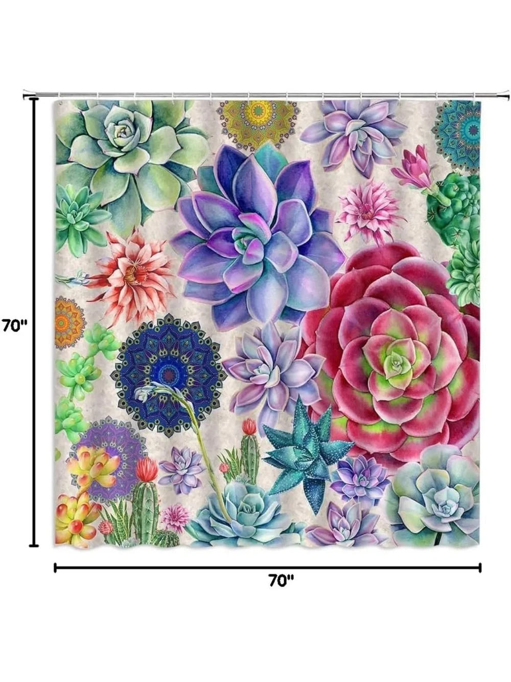 Colorful Succulent Shower Curtain - Botanical Floral Design
